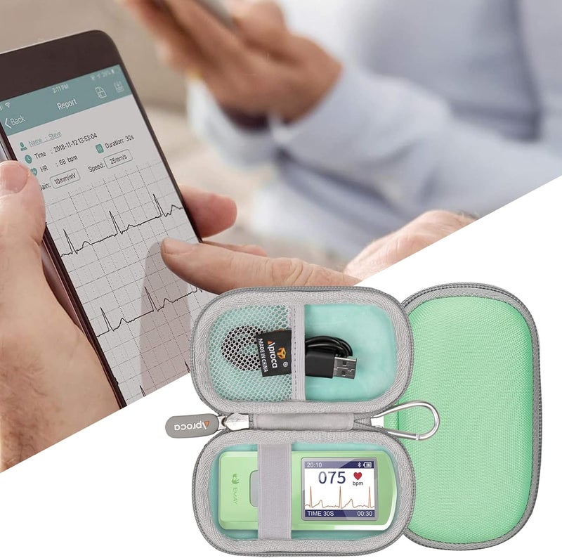 Aproca Green Hard Travel Carrying Storage Case, for EMAY Portable ECG Monitor Wireless EKG Monitoring Devices - Image 4