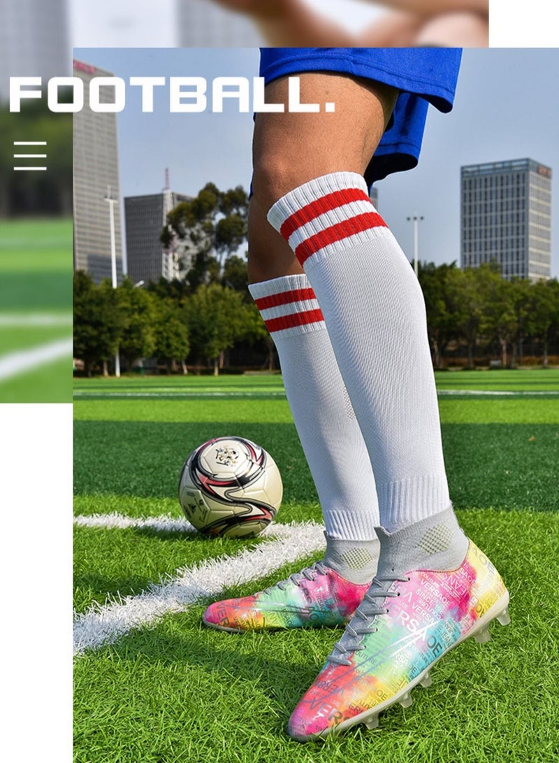 Loquat High-Top Cleats Competition Sports Football Shoes Pink  - Image 2