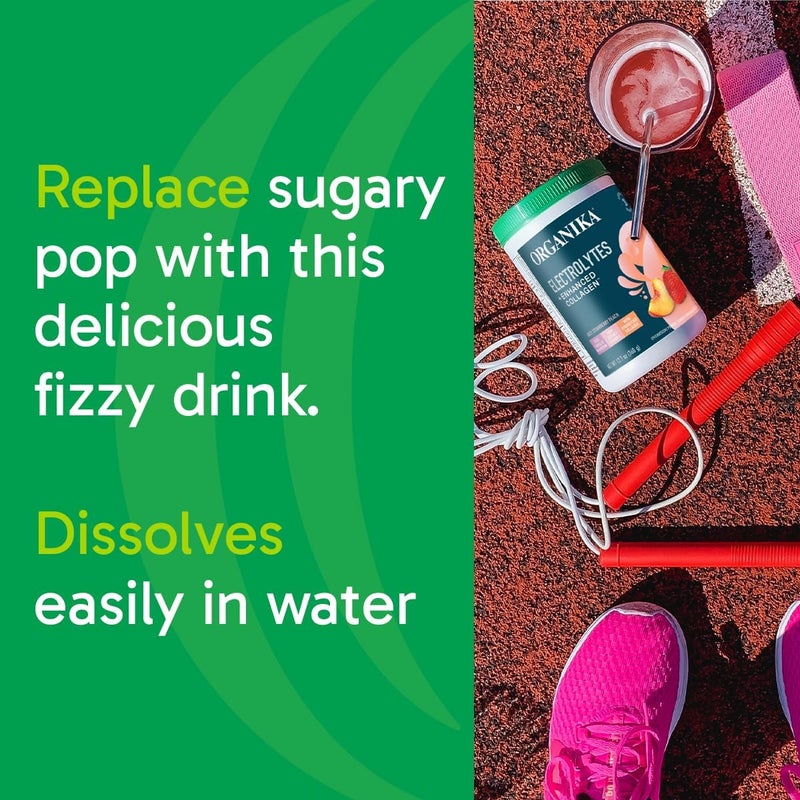 Organika Organik Electrolytes with Enhanced Collagen Powder for Women  Men  13 oz  Strawberry PeachFlavored Effervescent Electrolyte  Collagen Drink Mix  Deep Hydration Mobility Skin Hair  Nails - Image 4