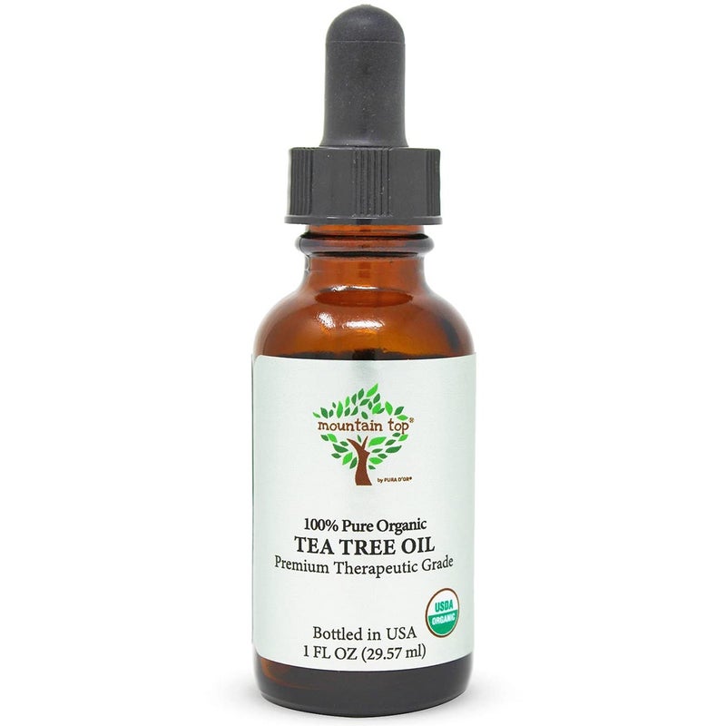 MOUNTAIN TOP MOUNTAIN TOP Organic Tea Tree Essential Oil with Glass Dropper - USDA Certified 100% Pure Premium Therapeutic Grade Diffuser Oil for Aromatherapy, Relaxation, Refreshing, Cleansing, Immunity Support