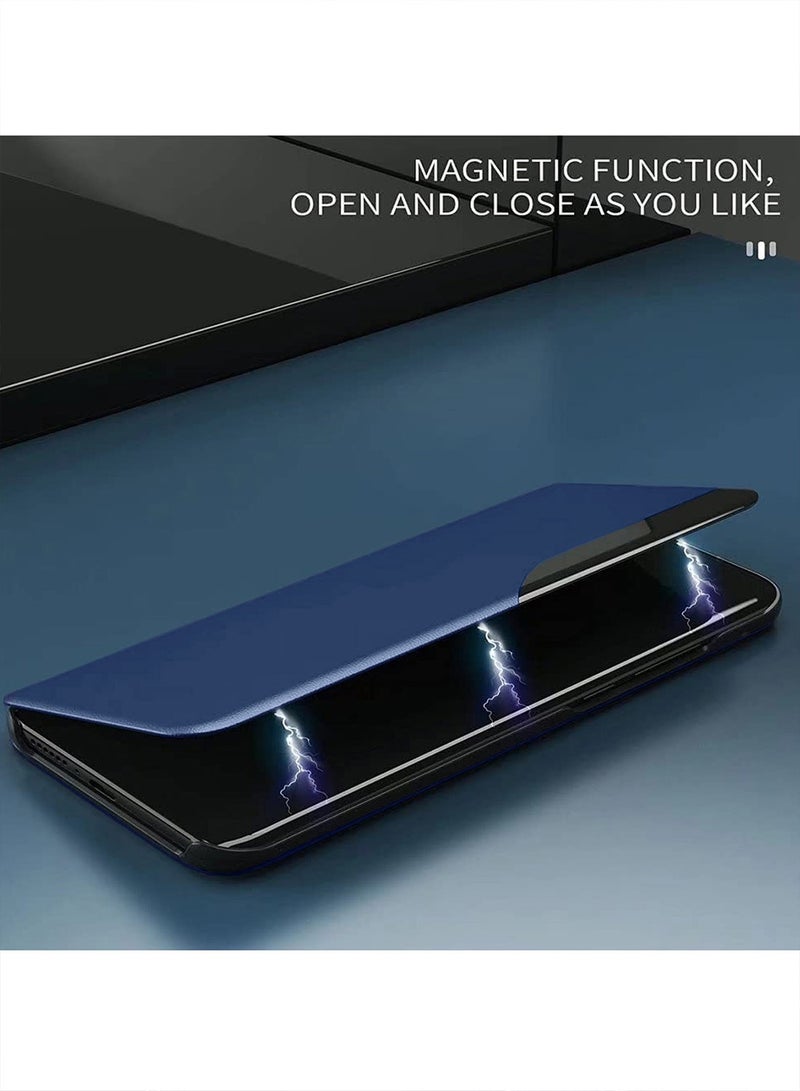 Wtech Honor 400 Lite 5G 2025 Smart Mirror Window Flip Phone Case Auto Sleep Wake Cover (MCFLSN) - Navy Blue - Image 2