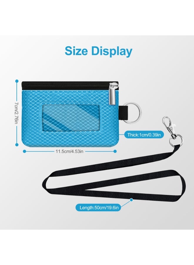 Minimalist RFID Blocking Small Wallet with ID Window,WaterResistant Zip Id Case Wallet with Lanyard Keychain for Cards,Cash,Travel,Women,Men - Image 5