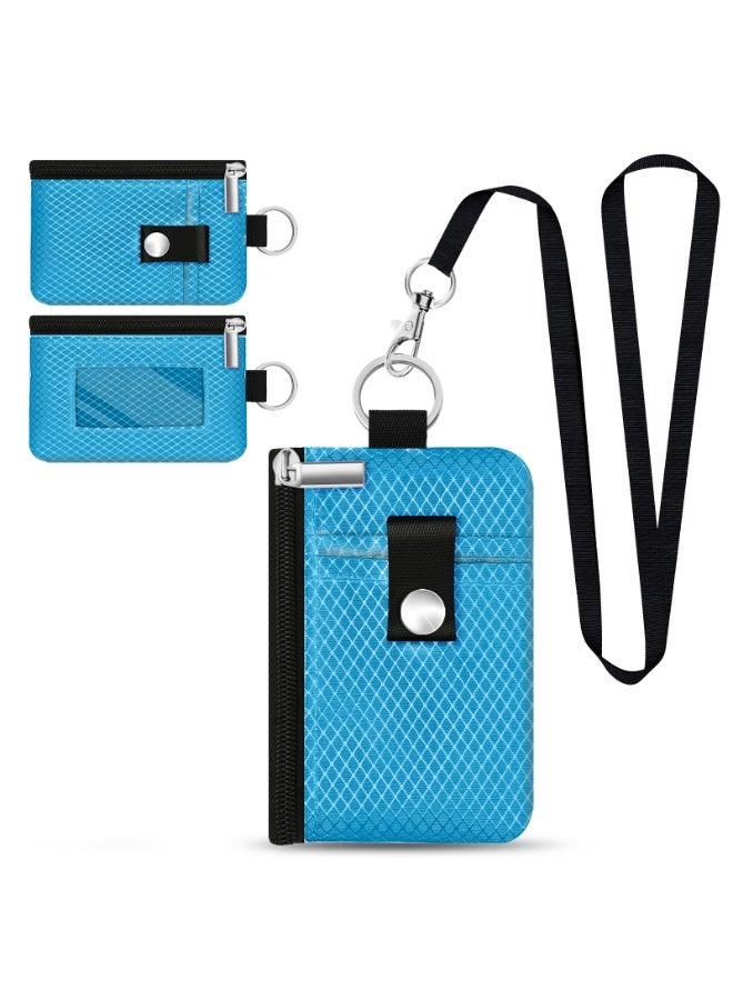 Minimalist RFID Blocking Small Wallet with ID Window,WaterResistant Zip Id Case Wallet with Lanyard Keychain for Cards,Cash,Travel,Women,Men - Image 1