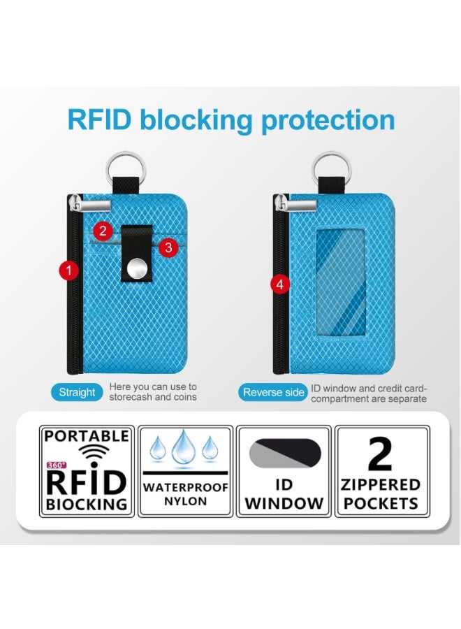 Minimalist RFID Blocking Small Wallet with ID Window,WaterResistant Zip Id Case Wallet with Lanyard Keychain for Cards,Cash,Travel,Women,Men - Image 2