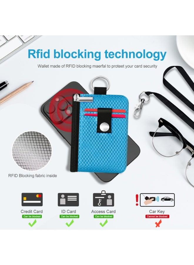 Minimalist RFID Blocking Small Wallet with ID Window,WaterResistant Zip Id Case Wallet with Lanyard Keychain for Cards,Cash,Travel,Women,Men - Image 4