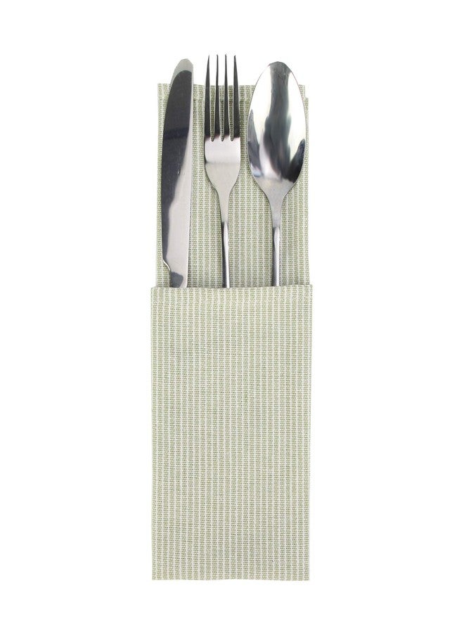 INFEI Narrow Striped Cotton Linen Blended Dinner Cloth Napkins - Set of 12 (40 x 40 cm) - for Christmas Parties Events & Home Use (Green) - Image 5