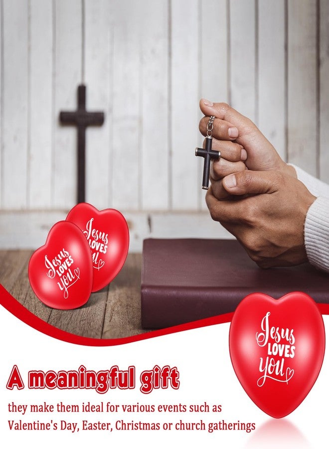 Zubebe 36 Pcs Jesus Loves You Heart Stress Balls Christian Gifts 2.76'' Red Heart Shaped Squeeze Stress Relief Toys Mother's Day Religious Gifts for Women Church Party Favors Kids Class Prizes - Image 3