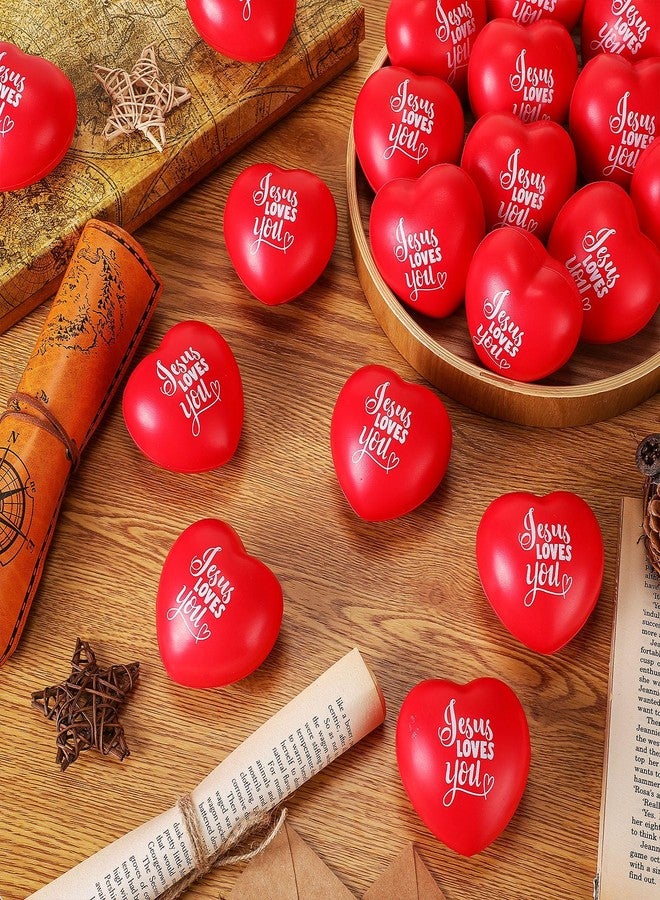 Zubebe 36 Pcs Jesus Loves You Heart Stress Balls Christian Gifts 2.76'' Red Heart Shaped Squeeze Stress Relief Toys Mother's Day Religious Gifts for Women Church Party Favors Kids Class Prizes - Image 4