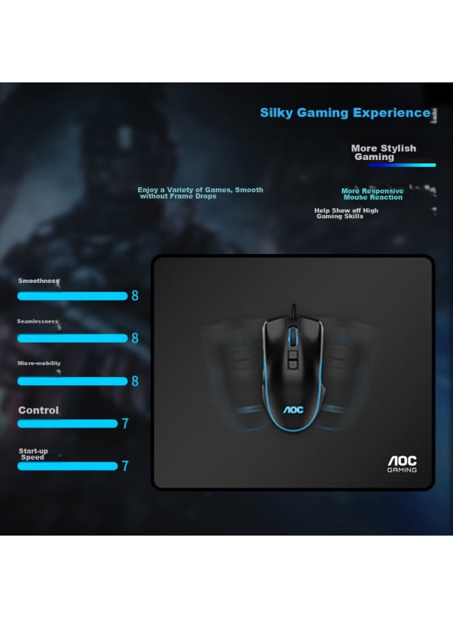 Aoc Gaming Mouse Pad, Medium And Small Sizes, 300*250*4mm, Thickened With Locked Edges, For Office Keyboard, Computer Desk Pad, Black Fine Surface, M300 Speed Version - Image 3