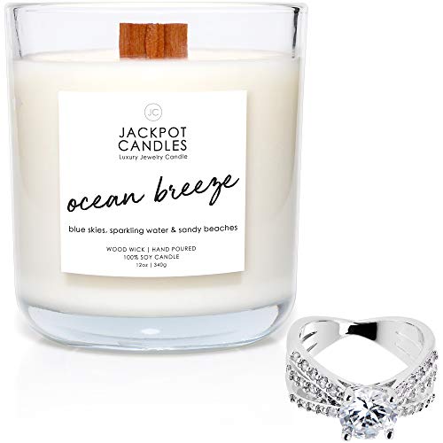Jackpot Candles Ocean Breeze Candle with Ring Inside (Surprise Jewelry Valued at $15 to $5,000) Ring Size 6 - Image 1