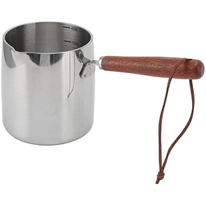 YDuupxe Milk Warmer Pot Even Heating Stainless Steel Butter Warmer Pot Induction Bottom 2 Spouts With Wooden Handle For Milk Cheese And Leftovers - Image 1