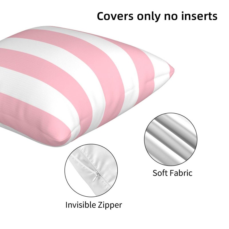 Poream Pink and White Stripes Farmhouse Throw Pillow Covers 18x18 Inch Pillow Case Soft Cushion Pillow Covers Set of 2 for Sofa Bedroom Chair Living Room Home Decorative - Image 5