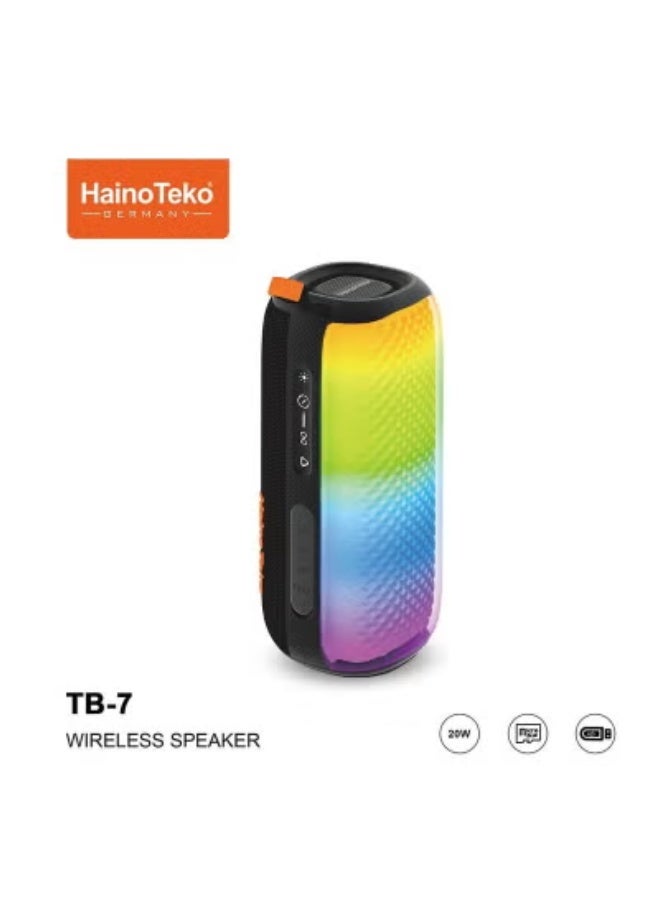 Haino Teko TB-7 Wireless Portable Bluetooth Speaker | Powerful Stereo Sound & Deep Bass | Long Battery Life | Built-in Microphone | Compact Lightweight Design for Travel, Parties, Outdoor & Indoor Use - Image 1