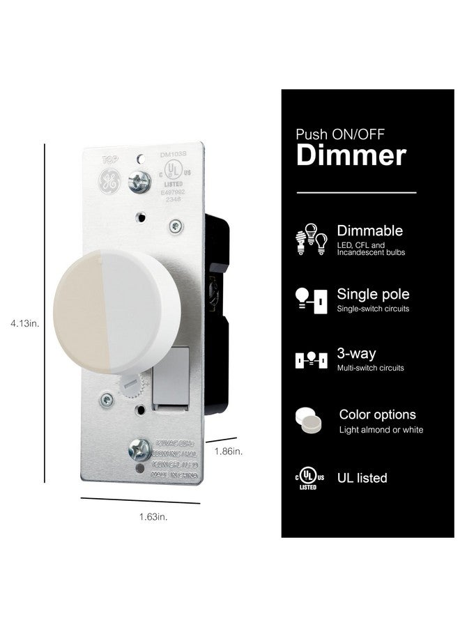 جي إي مفتاح إضاءة دوار أحادي القطب من GE، تشغيل/إيقاف، يُستخدم مع مصابيح LED القابلة للتعتيم، ومصابيح CFL، والمصابيح المتوهجة، يتضمن مقبضين بلونين، مُدرج في قائمة UL، أبيض/لوزي فاتح، 18021 - Image 2