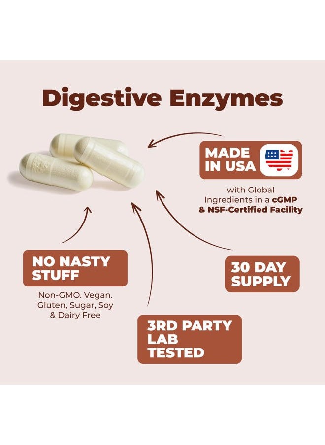Vimerson Health - Digestive Enzymes - Probiotic Multi Enzyme (Enzimas Digestivas) - Digestive Supplements with Unique Makzyme-Pro Formula - Advanced Enzymes for Digestion, Bowel Movements & Nutrient Absorption. 60 Caps - Image 1