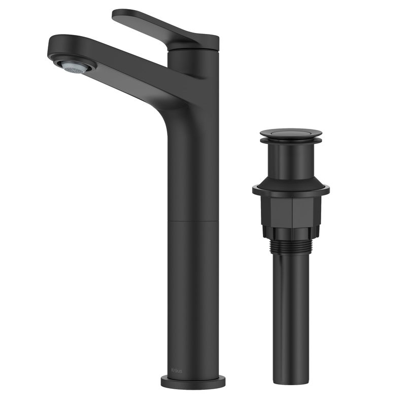 KRAUS Indy Bathroom Faucet for Vessel Sink in Matte Black KVF1410MB