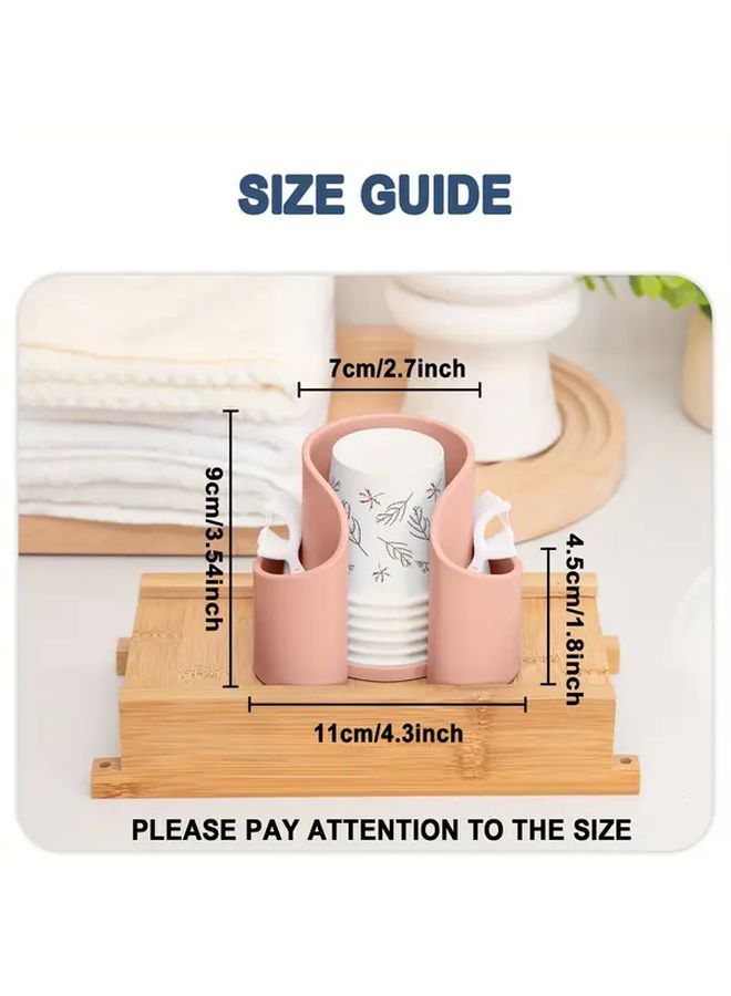 Bathroom Organizer With Sakura Pink Floss Dispenser And Compartments For Makeup Swabs - Image 3