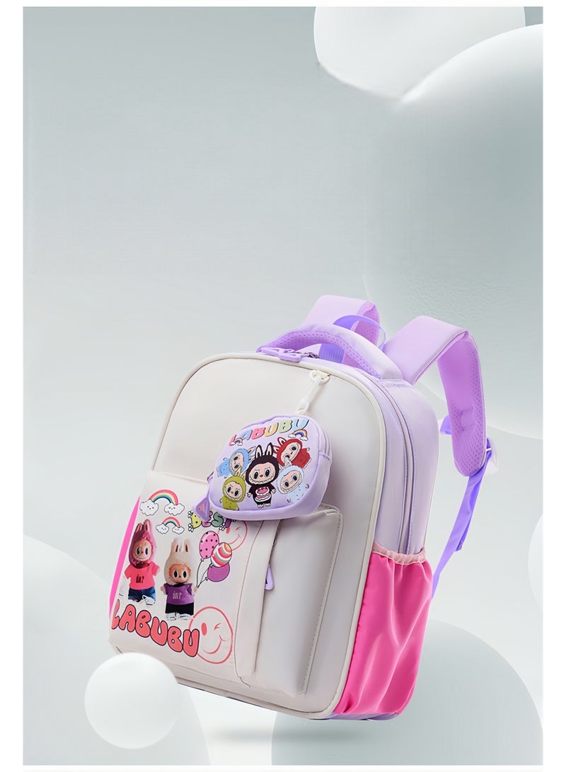 LABUBU Cute Kindergarten School Bag, Rabu School Bag, Cartoon 3-5 Years Old Trendy Children's Backpack, Contrast Color Children's Backpack 33*26*12CM - Image 2