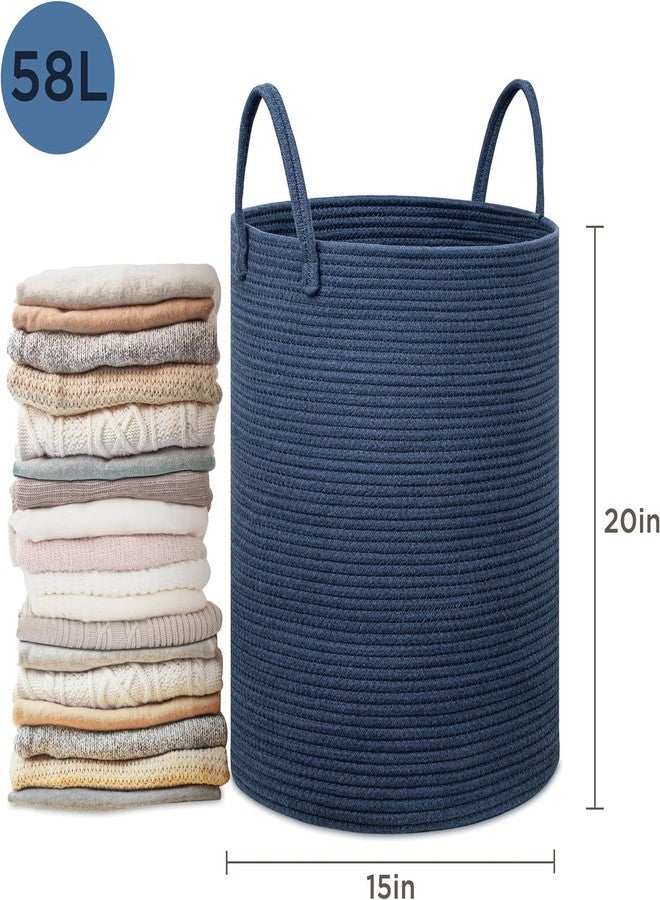 HOME FIESTA THE FIRST HOME DECOR Laundry Basket,Woven Cotton Rope Laundry Hamper,58L for Decorative Storage of Dirty Clothes,Toys and Blankets in Bathroom,Baby Room and Living Room ((14X18, MIX L10) - Image 2