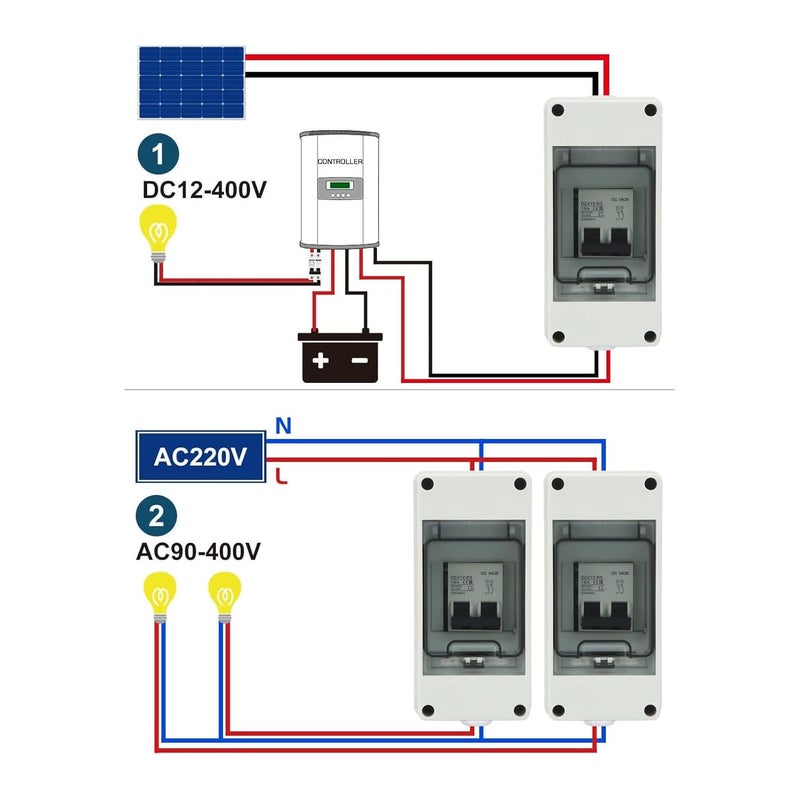 klarako 2P Miniature Circuit Breaker, Current Isolator, Power Meter Switch,16A IP65 Waterproof DC Disconnect Switch, for Solar Photovoltaic System, 1000V - Image 3