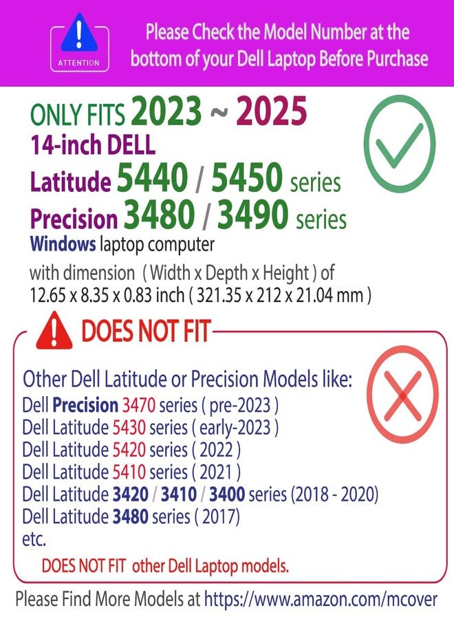 mCover Case ONLY Compatible for 2023～2025 14" Dell Latitude 5440 5450 Series/Precision 3480 3490 Series Windows Notebook Computer (NOT Fitting Any Other Dell Models) - Pink - Image 2