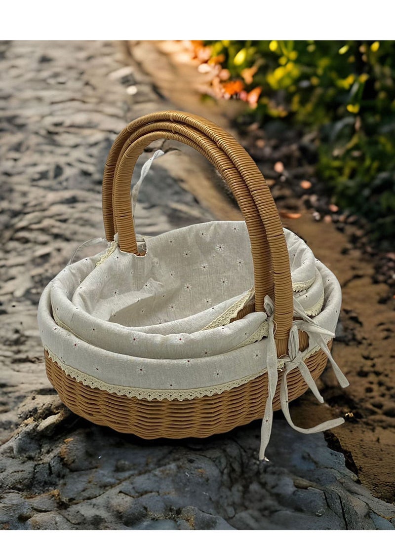Handwoven rattan storage basket suitable for outdoor camping and picnics  - Image 1