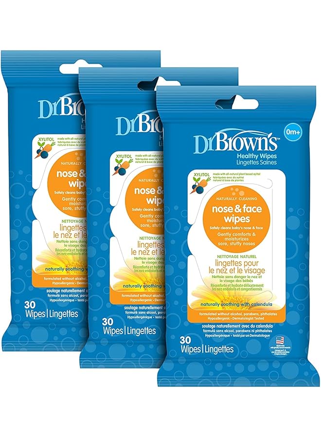Dr. Brown's Nose And Face Wipes 30 Count 3 Pack  - Image 1