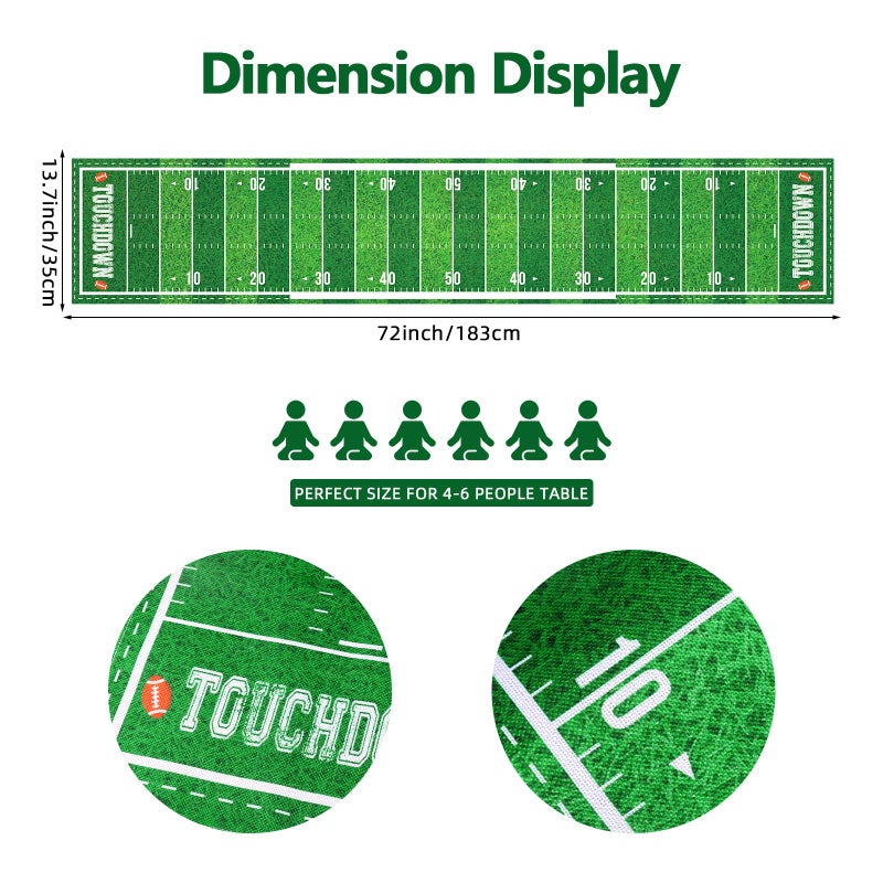 Lemicin Football Party Decoration Table Runner for Football Birthday Party Games Decor Picnics Kitchen Dining Table Touchdown Tablecover, 14 x 72 Inch - Image 2