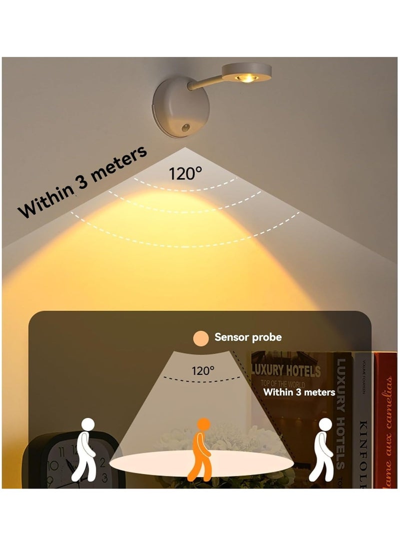ليفقورا LED Motion Sensor Night Light, Rechargeable Smart Motion Sensor Wireless Wall Lamp - Dimmable 3 Color Spotlight with 360° Rotation for Wall Stair Kids Room Hallway Bedroom Cabinet Closet (Black) - Image 5