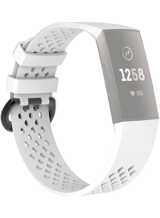 NIBEMINENT Square Hole Adjustable Sport Wrist Strap for Fitbit Charge 3 White - Image 1