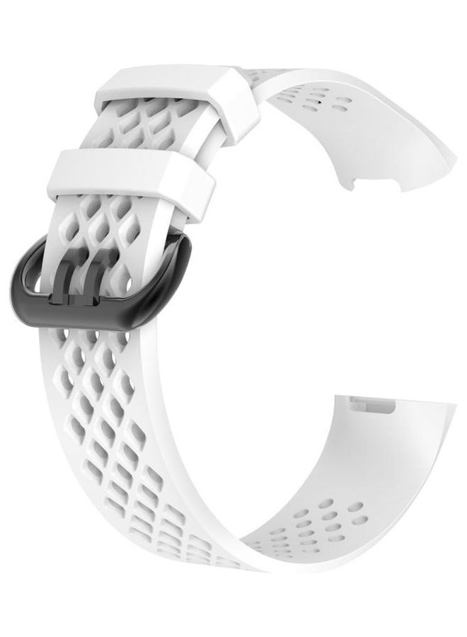 NIBEMINENT Square Hole Adjustable Sport Wrist Strap for Fitbit Charge 3 White - Image 2