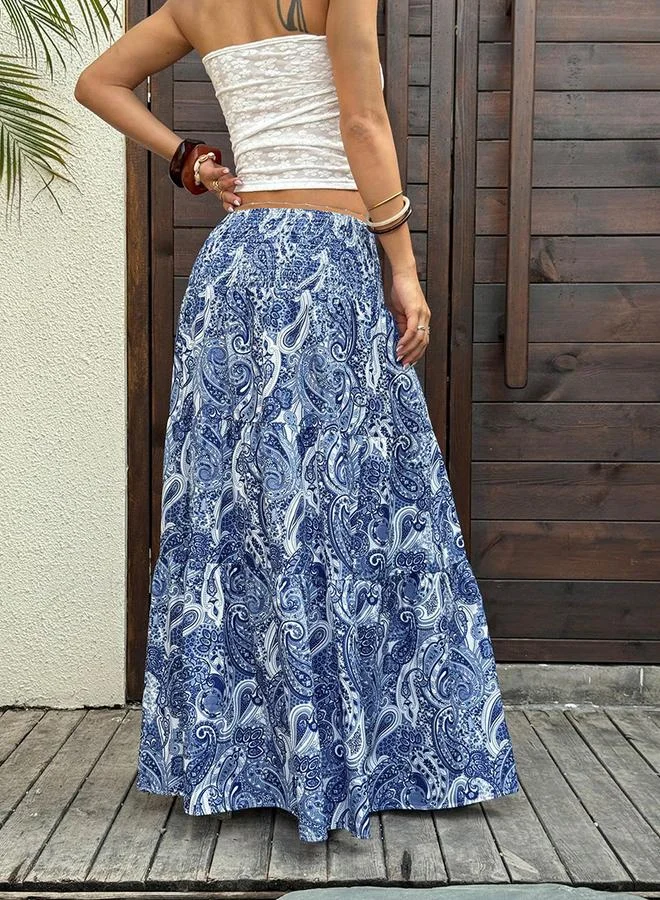 Take Two Women Blue Paisley Maxi Skirt