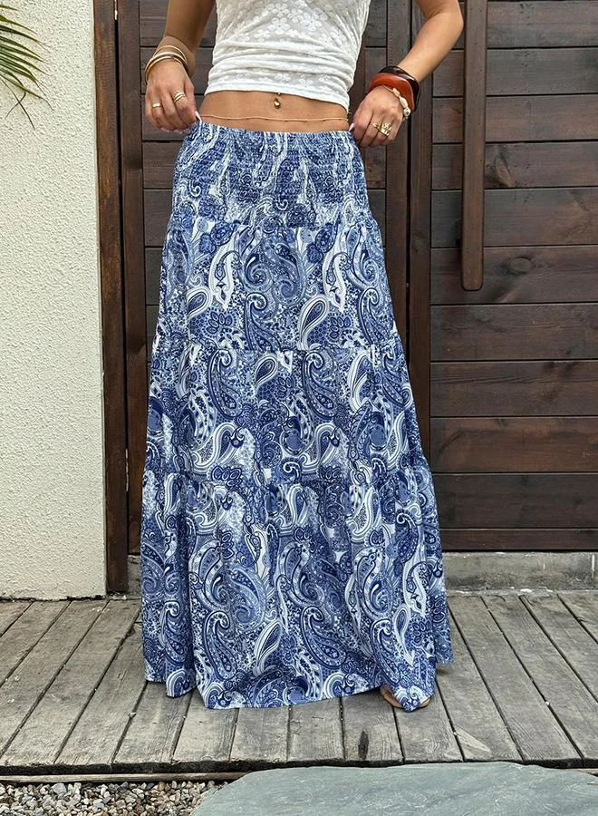 Take Two Women Blue Paisley Maxi Skirt