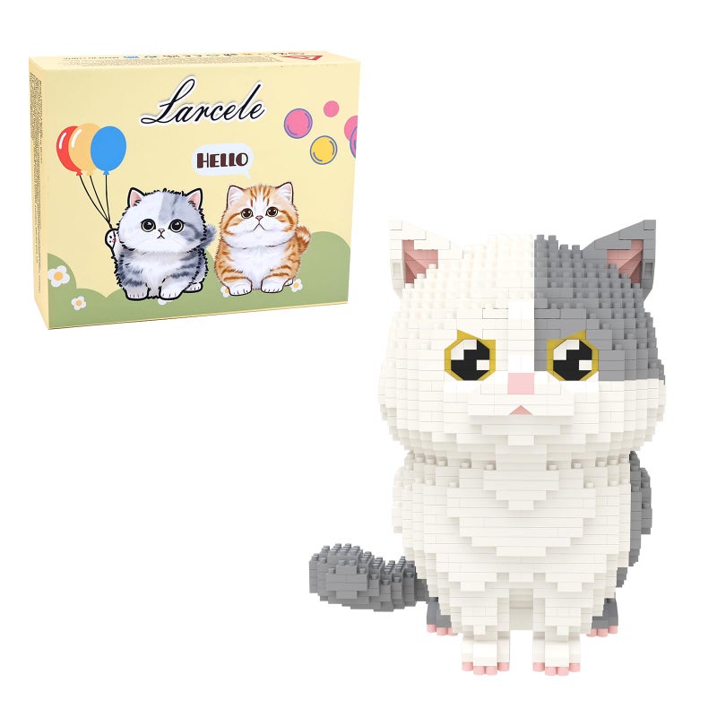Larcele Micro Building Blocks Set DIY Mini Building Toy Bricks for Age Over 12 Years 1412 Pieces KLJM05 Munchkin CatGrey - Image 3