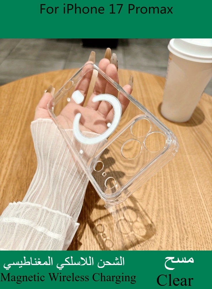 Dili Apple Clear Case iPhone 17 Pro Max Acrylic Clear Magnetic Phone Case Transparent Ultra Thin Magnetic Wireless Charging iPhone Cases Camera Protection Shockproof Back Men Women Cover - Image 4