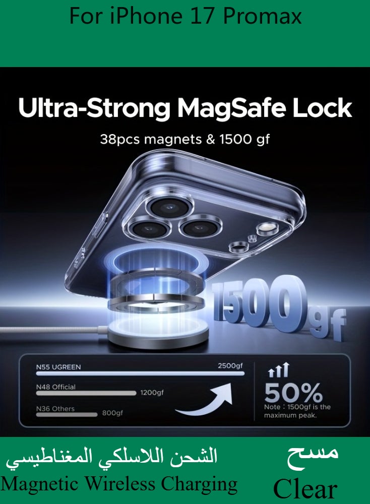 Dili Apple Clear Case iPhone 17 Pro Max Acrylic Clear Magnetic Phone Case Transparent Ultra Thin Magnetic Wireless Charging iPhone Cases Camera Protection Shockproof Back Men Women Cover - Image 3