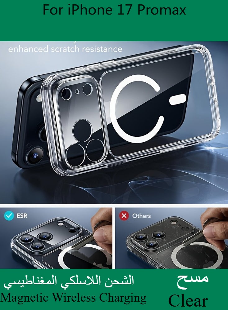 Dili Apple Clear Case iPhone 17 Pro Max Acrylic Clear Magnetic Phone Case Transparent Ultra Thin Magnetic Wireless Charging iPhone Cases Camera Protection Shockproof Back Men Women Cover - Image 2
