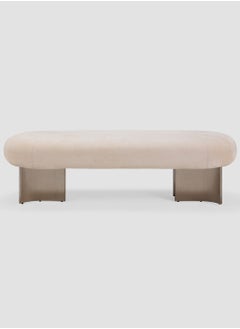 AL HUZAIFA FURNITURE Battista Bench, Fully Upholstered In Grain Leather With Stainless Steel Legs  - Image 1