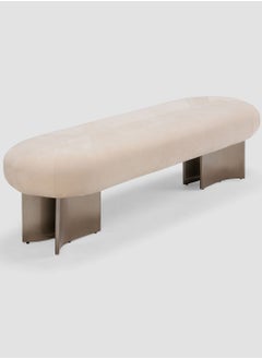 AL HUZAIFA FURNITURE Battista Bench, Fully Upholstered In Grain Leather With Stainless Steel Legs  - Image 4