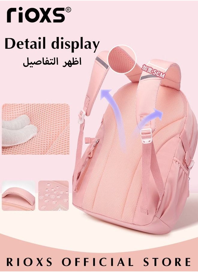 RIOXS Girls Backpack with Adjustable Padded Shoulder Straps, Personalized Waterproof School Bags with Large Capacity, Lightweight Resistant Travel Daypack, Perfect Gift for Girls, 30*18*43cm  - Image 5