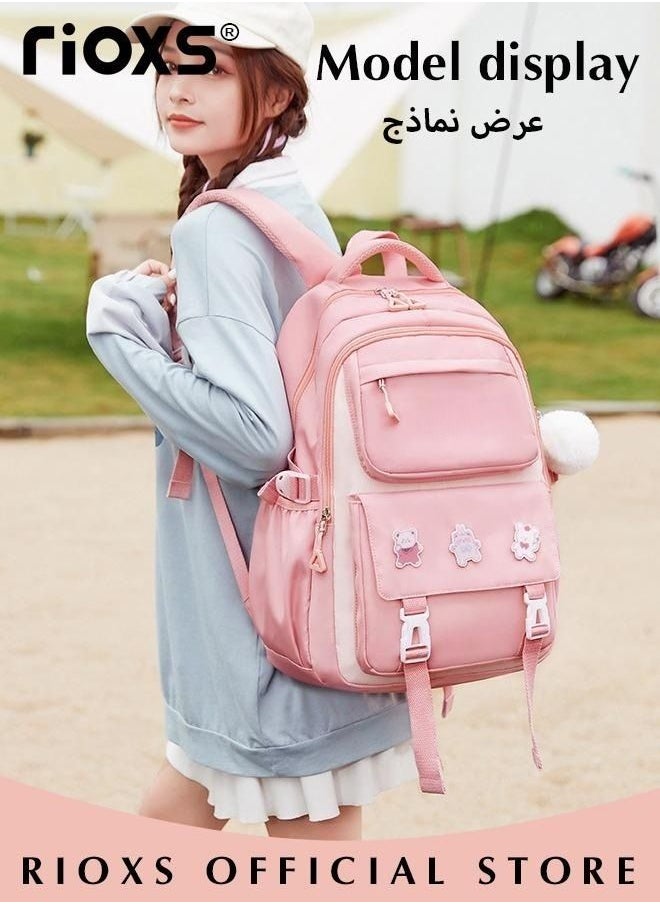 RIOXS Girls Backpack with Adjustable Padded Shoulder Straps, Personalized Waterproof School Bags with Large Capacity, Lightweight Resistant Travel Daypack, Perfect Gift for Girls, 30*18*43cm  - Image 3