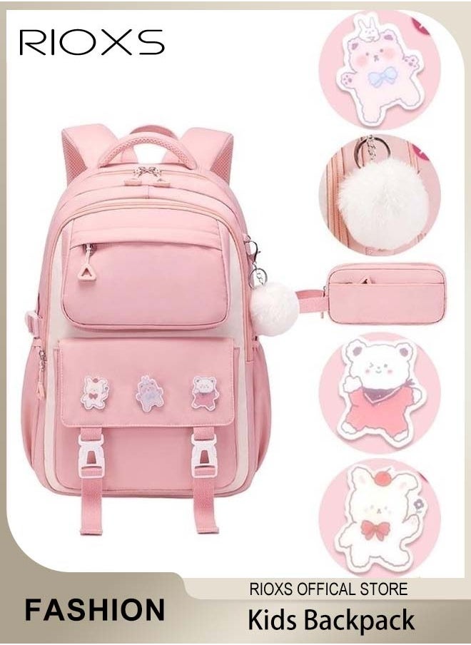RIOXS Girls Backpack with Adjustable Padded Shoulder Straps, Personalized Waterproof School Bags with Large Capacity, Lightweight Resistant Travel Daypack, Perfect Gift for Girls, 30*18*43cm  - Image 1