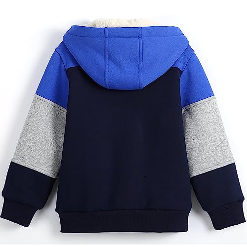 Bumeex Boy's Sherpa Fleece lined Jacket,Blue Spring Fall Winter Warm Sweatshirt Hoodie Size 8-9 Years - Image 2
