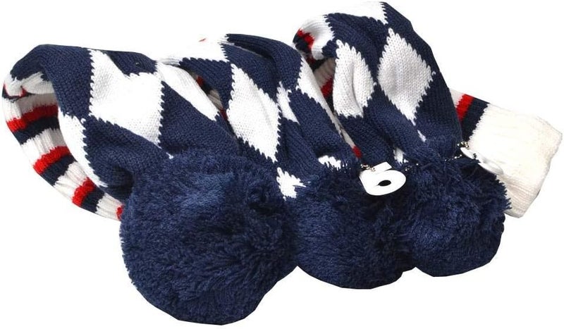 SEACLOUD 3pcs Knitted Golf Club Head Covers for Driver and Fairway Woods Headcovers Set (Argyle/Stars and Stripes Pattern) - Image 3