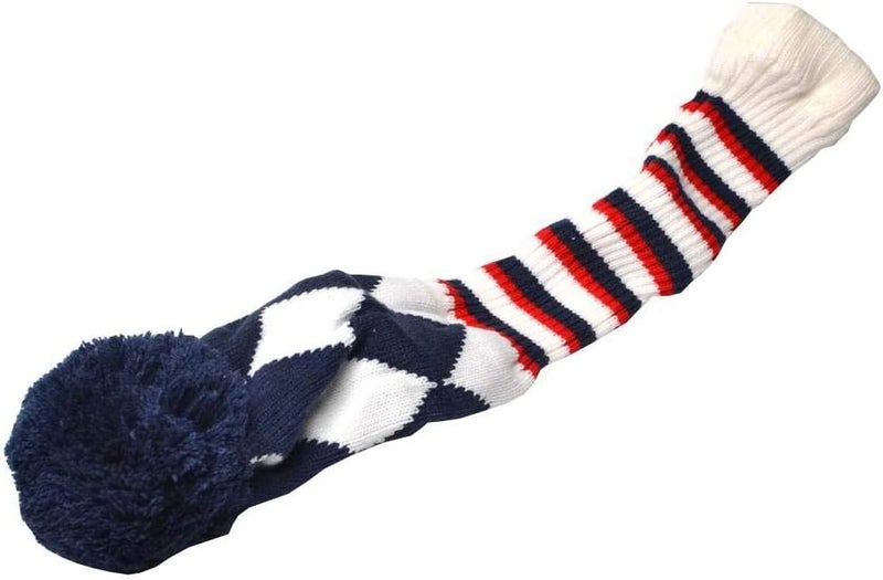 SEACLOUD 3pcs Knitted Golf Club Head Covers for Driver and Fairway Woods Headcovers Set (Argyle/Stars and Stripes Pattern) - Image 2