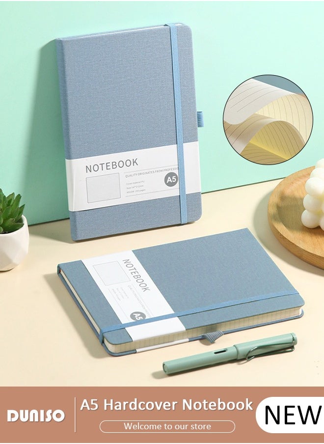 DUNISO - Lined Journal Notebooks, A5 200 Pages Hardcover Journal Notebooks with Ribbon Bookmark and Pen Loop, Classic Transverse Line Notepad for Women Men Travel Business Work Office - Image 1