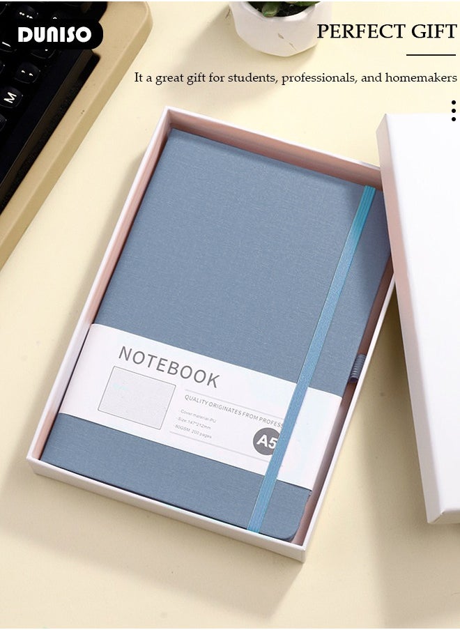 DUNISO - Lined Journal Notebooks, A5 200 Pages Hardcover Journal Notebooks with Ribbon Bookmark and Pen Loop, Classic Transverse Line Notepad for Women Men Travel Business Work Office - Image 1