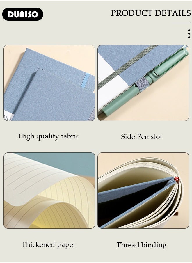DUNISO - Lined Journal Notebooks, A5 200 Pages Hardcover Journal Notebooks with Ribbon Bookmark and Pen Loop, Classic Transverse Line Notepad for Women Men Travel Business Work Office - Image 1