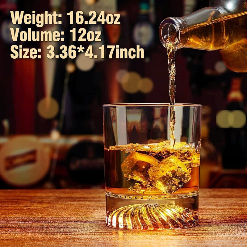 OPAYLY Whiskey Glasses Old Fashioned Glasses Set of 4 12oz Rocks Glasses Gift for Men Women Drinking Bourbon Scotch Cocktails Rum Cognac Vodka at Home Bar - Image 3