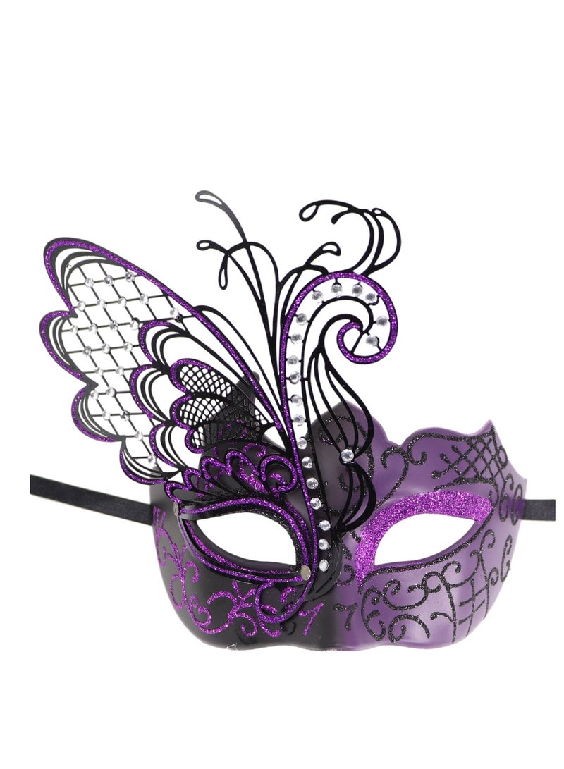 Male Venetian Mardi Gras Halloween Party Masks Evening Prom Mask Costume Accessory Masquerade Mask for Women(Purple) - Image 1